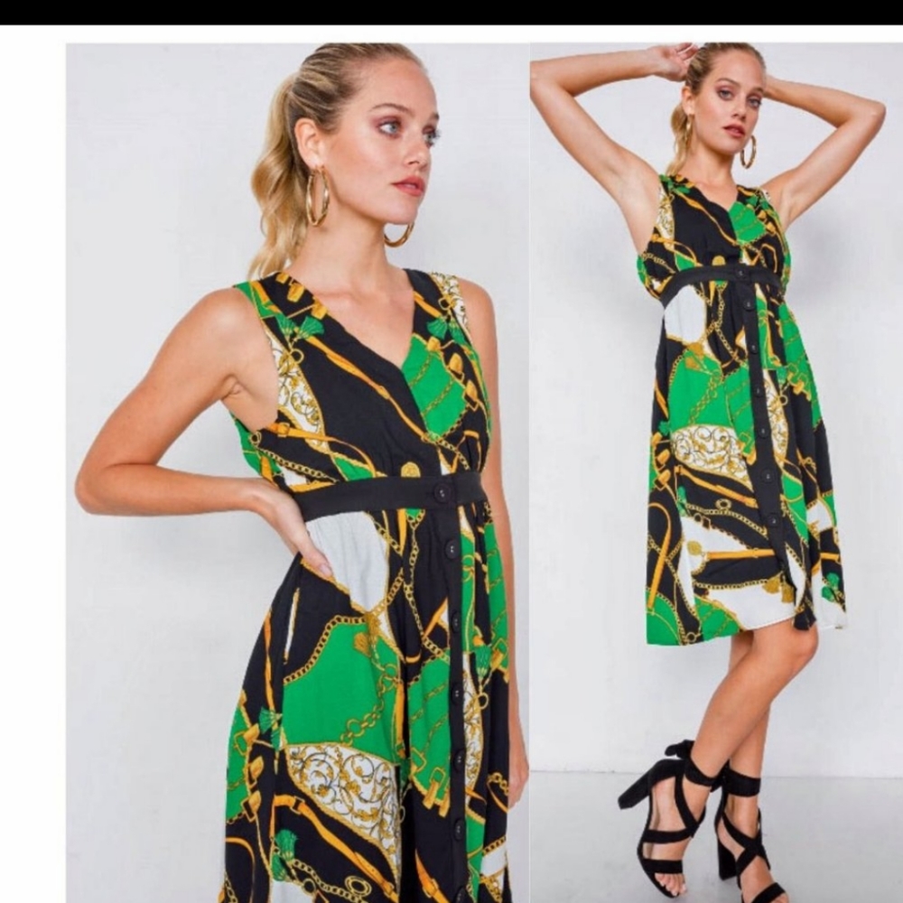 Cinched Waist Sleeveless Midi Dress
